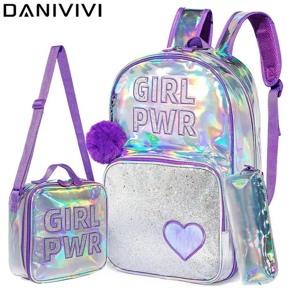 Latest designer school backpack 16 inches for girls with lunch box