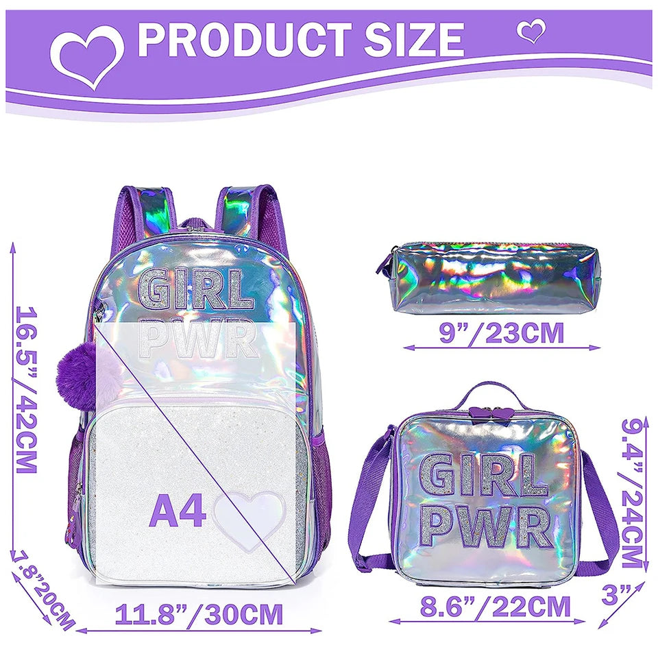Latest designer school backpack 16 inches for girls with lunch box